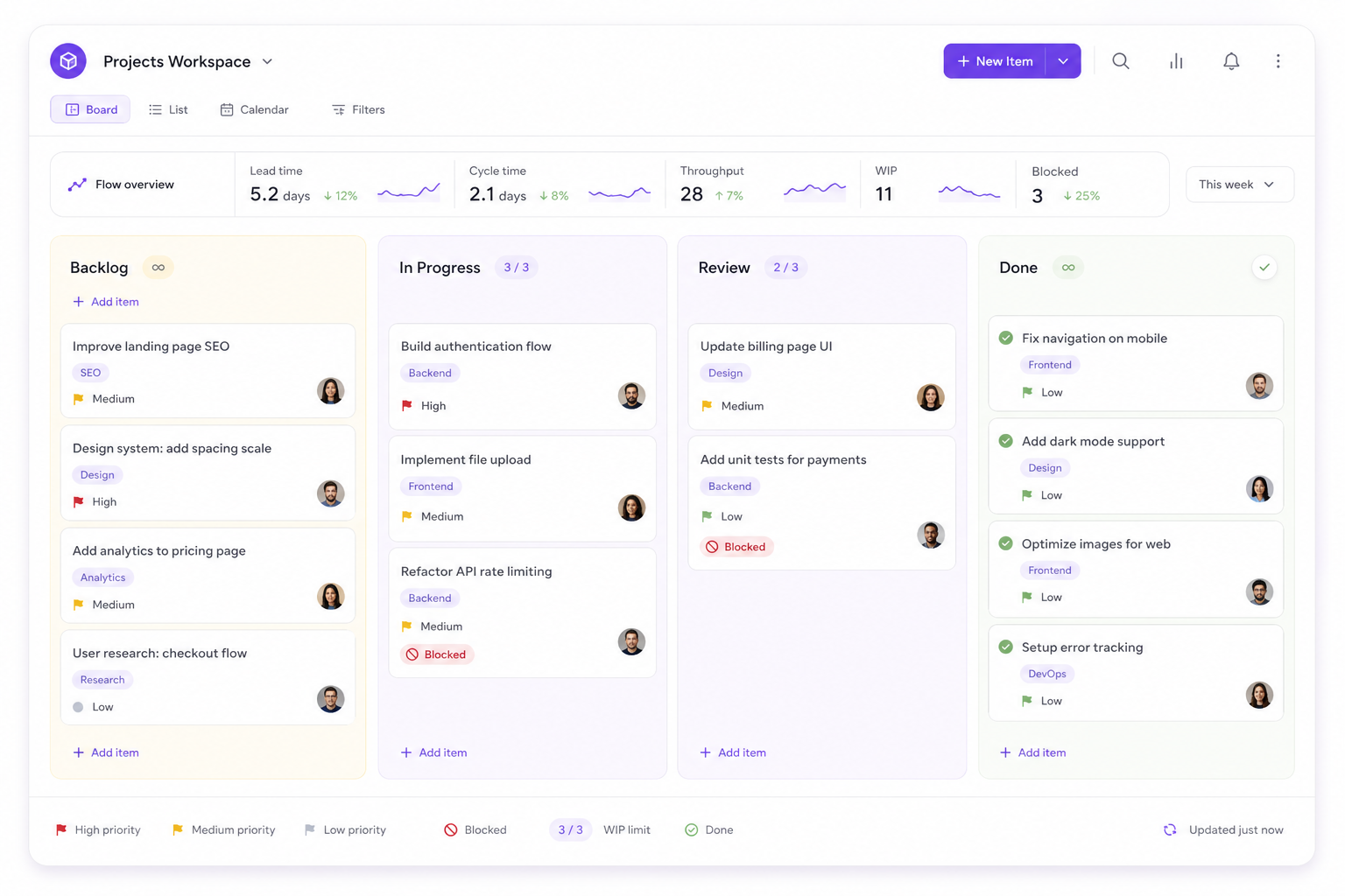 Kanban product workspace