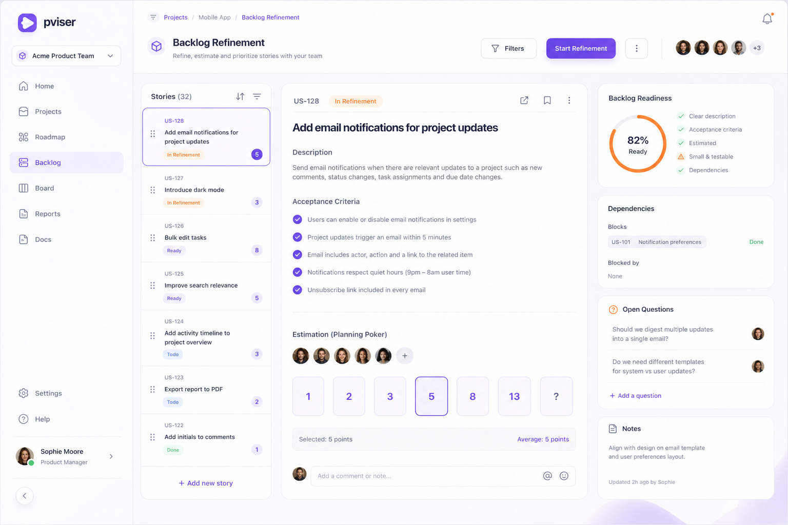 Refinement product workspace
